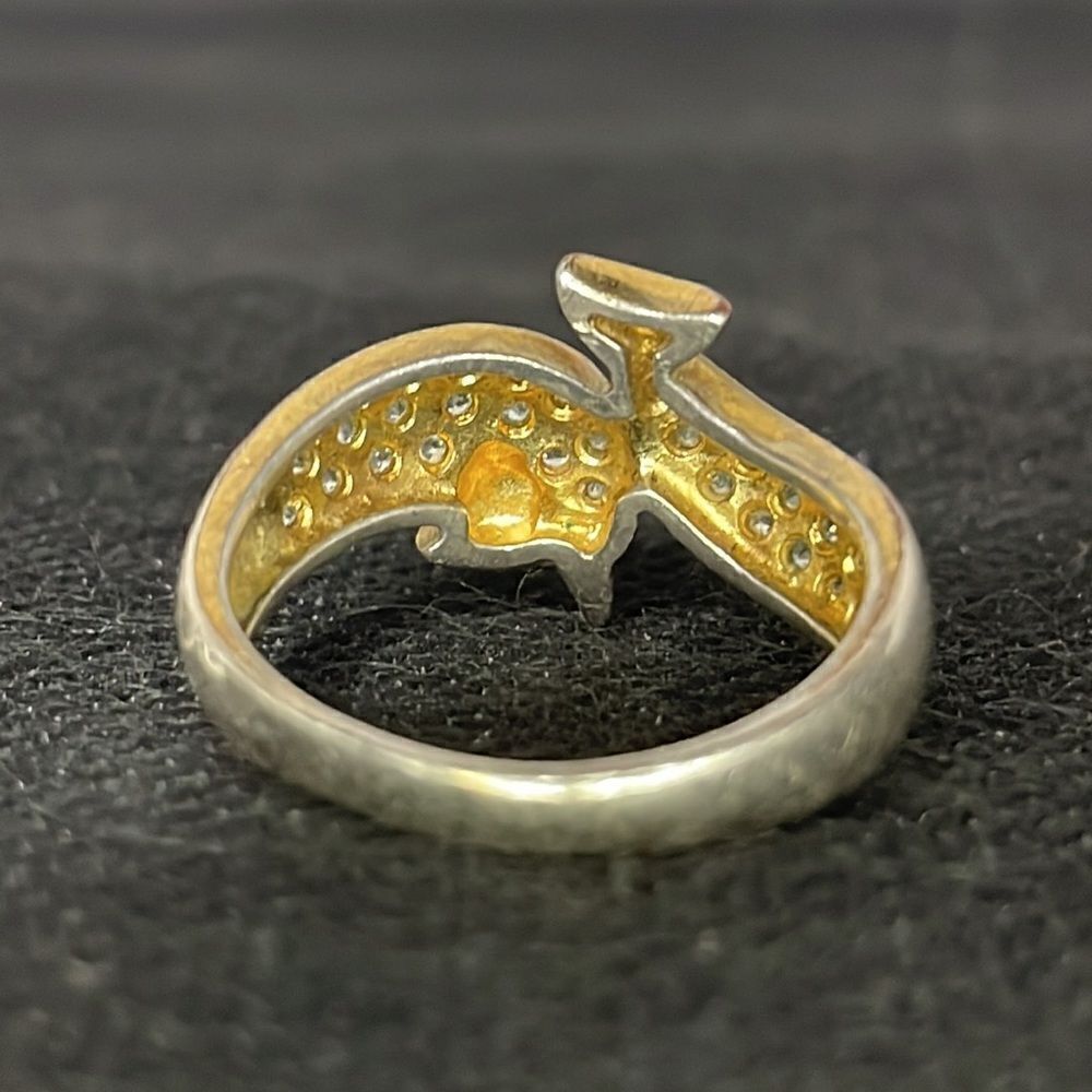 Dolphin ring with white gem - Picture 2 of 7
